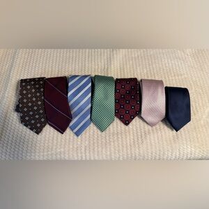 Men’s Designer Tie Bundle – Set of 7 Neckties – Mixed Brands Excellent Condition